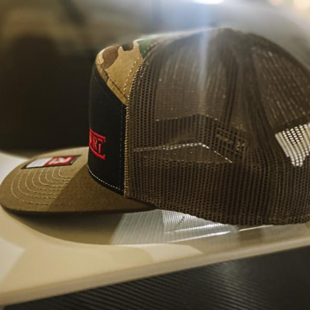 Camo Trucker Snapback With Red JoDiirt Logo