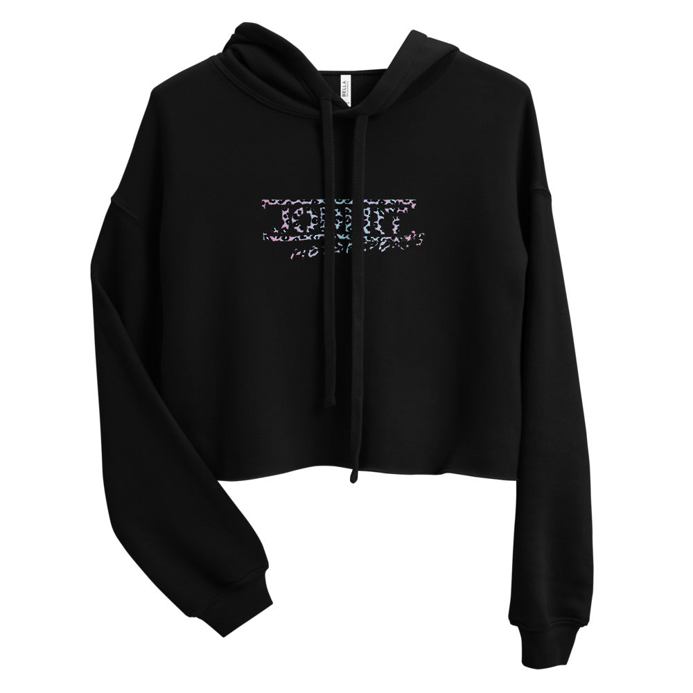 Leopard Crop Hoodie Black