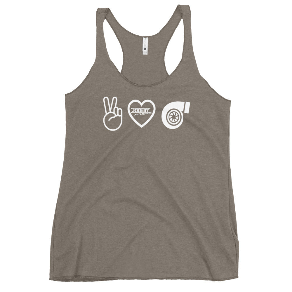 Peace Love Turbo Women's Racerback Tank