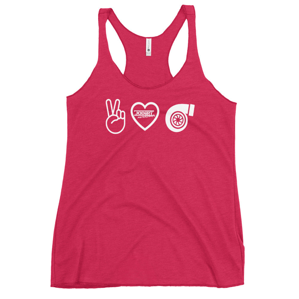 Peace Love Turbo Women's Racerback Tank
